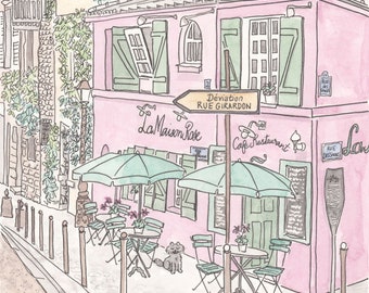 La Maison Rose Print: Pink Paris Cafe Wall Art
