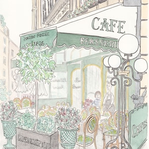 French Cafe Wall Art painting - Paris Cafe de L&#39;Epoque illustration print