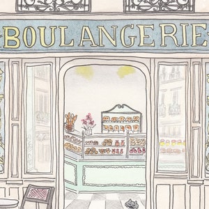 French Paris Boulangerie bakery wall art print illustration by shellsherree