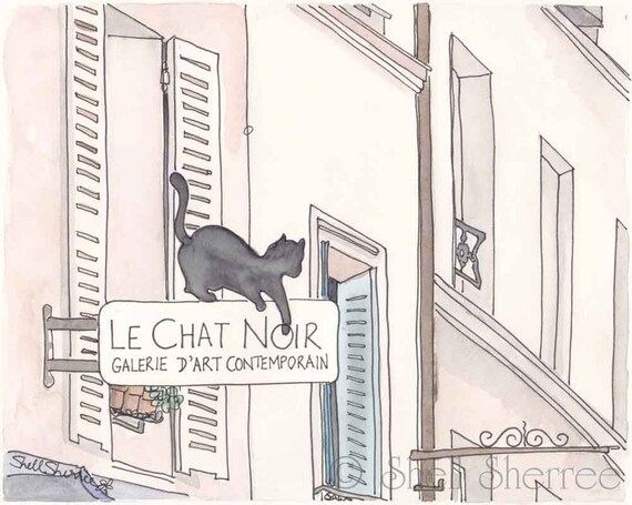 Black Cat Paris Le Chat Noir Fine Art Paris Print Paris Etsy