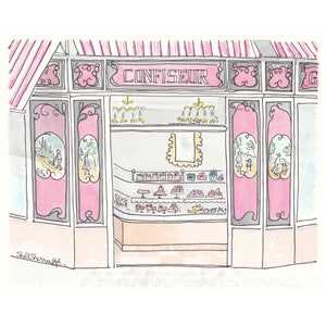 Paris Confiseur Pink Sweet Shop Patisserie print - French wall art