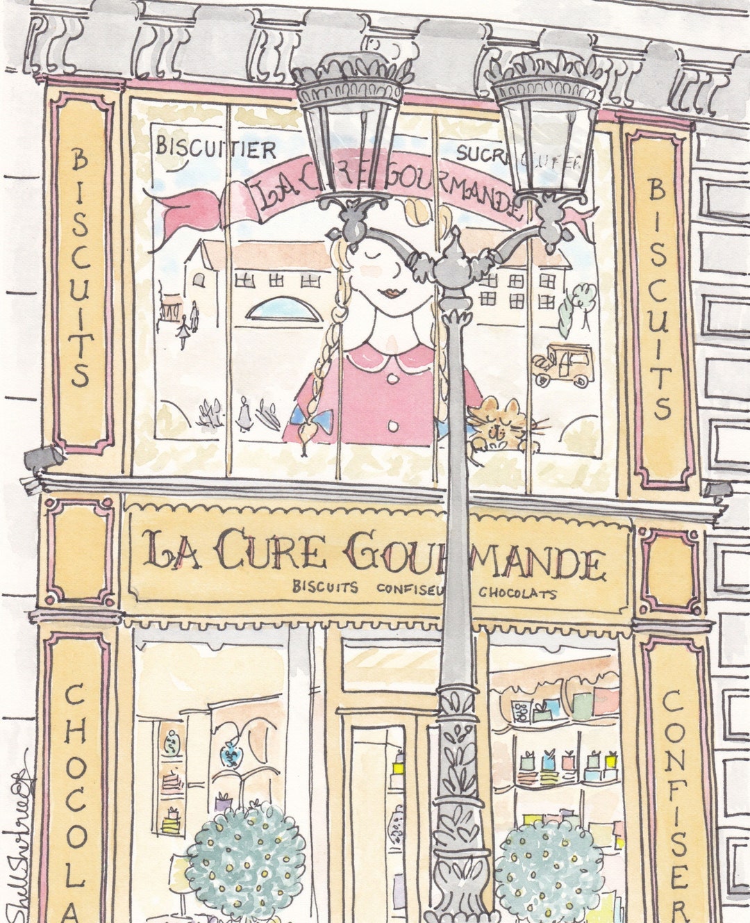 Paris Print French Shop La Cure Gourmande Illustration - Etsy