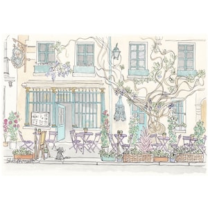 Paris cafe print Flower Vines Au Vieux Paris d'Arcole - French print