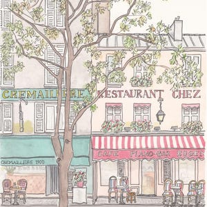 French Cafes Street Scene Wall Art painting - Paris restaurants print decor