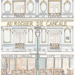 Paris Cafe Au Rocher de Cancale Wall Art print - pretty French cafe decor