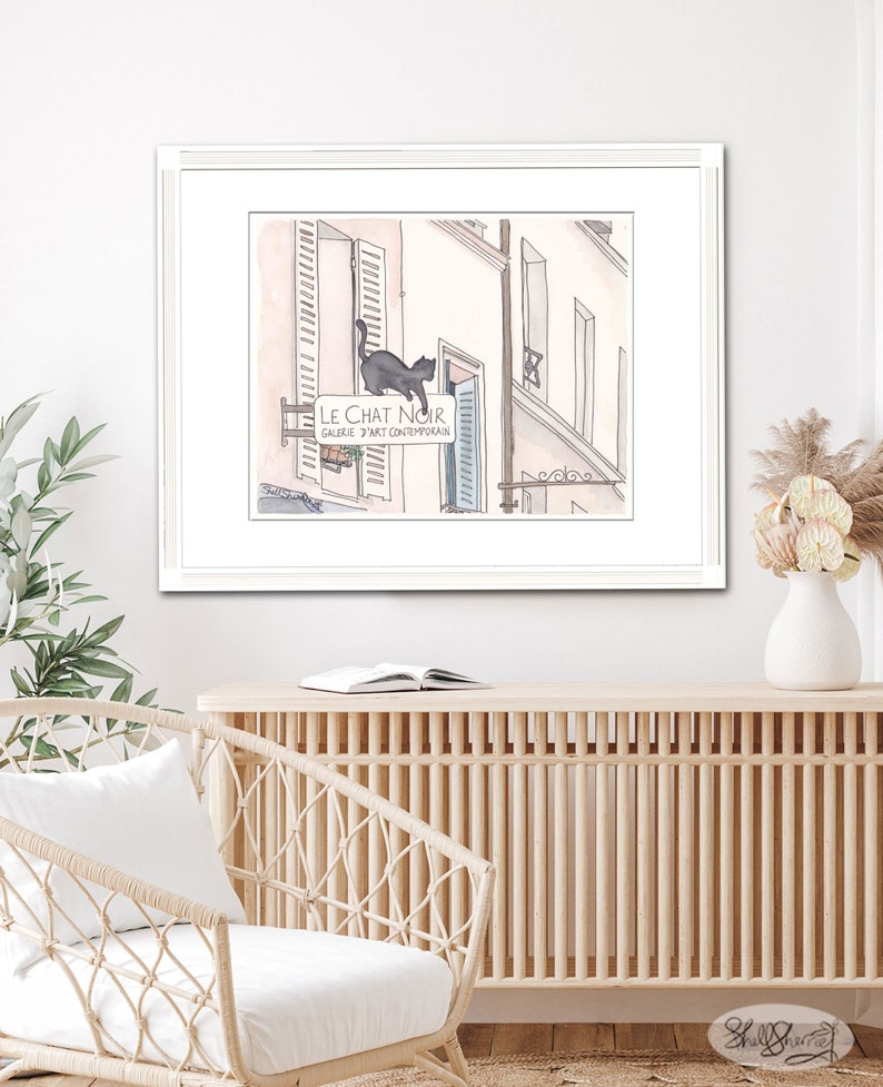 French gallery art illustration Le Chat Noir The Black Cat print by shell sherree