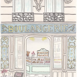 French Paris Boulangerie bakery wall art print illustration by shellsherree