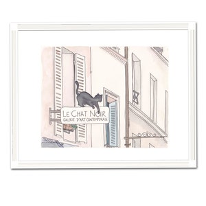 French gallery art illustration Le Chat Noir The Black Cat print by shell sherree