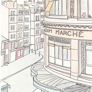 Paris print Bon Marche - Paris illustration, French print, French art, French art shop
