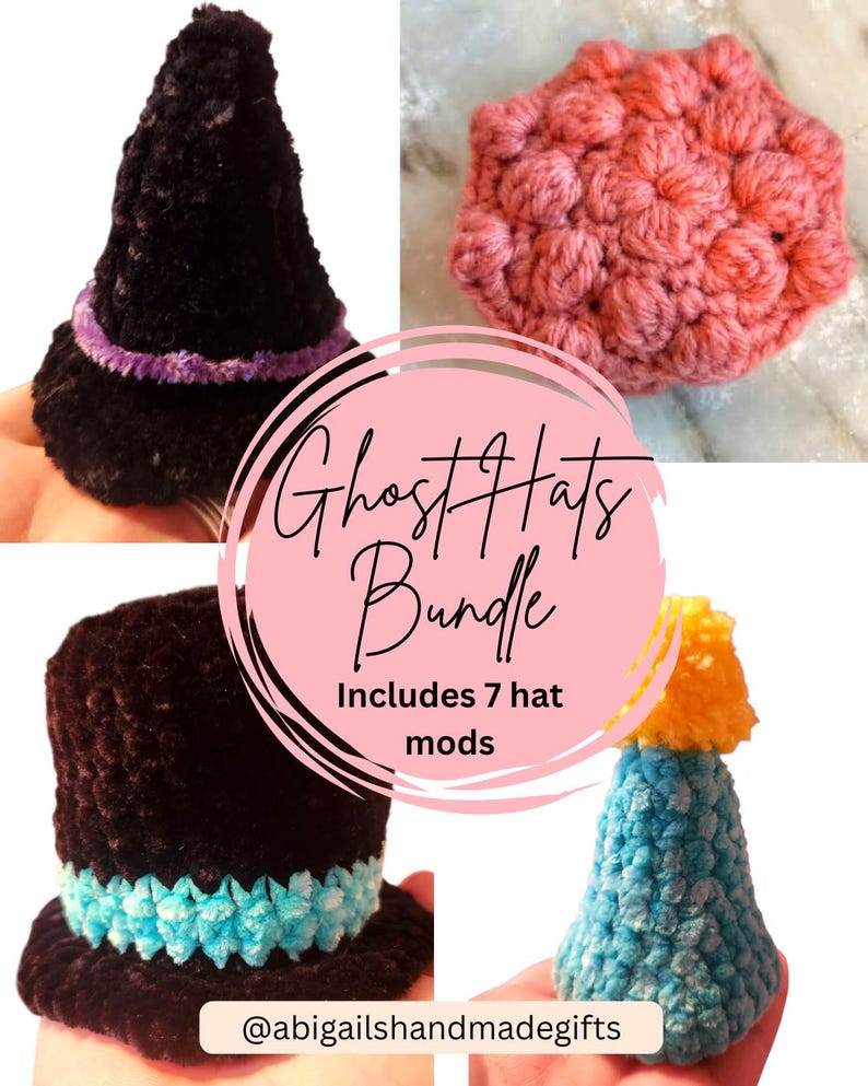 Ghost Hat Bundle Crochet Pattern | Add-on Hats for No Sew Ghost ...