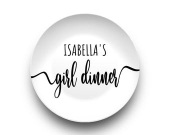 Funny Girl Dinner Meme Custom Girl Dinner Gift Plate Girl Personalized Girl Dinner Snack Plate Personalize Gift for Her Women Teen Girls
