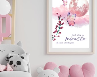 Toddler Girl Room Decor, Baby Girl Nursery Poster, Butterfly Wall Art, Girl's Room Decor, Whimsical Wall Art
