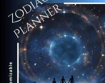 Zodiac Astrology Yearly Planner Template Bundle, Digital Download Planner, Customizable Planner, Goal Sheet, Action, Zodiac Energy