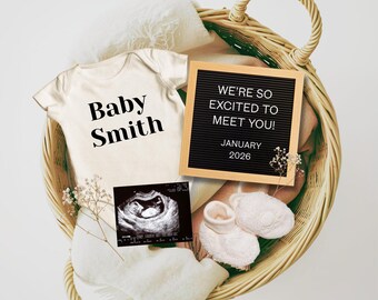 Editable Digital Gender Neutral Baby Pregnancy Announcement Digital Baby Announcement Personalized  Reveal Social Media Photo