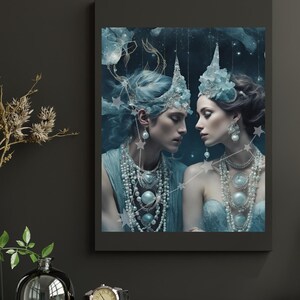 Pisces Zodiac Wall Art Print, Astrology Artwork, Pisces Décor Poster, Mystical Star Sign Art, Pisces Gift for Astrology Lovers, 16x20&quot;