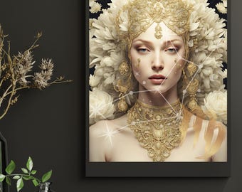 Virgo Zodiac Wall Art, Virgo Print, Virgo Decor, Zodiac Print, Astrology, 16x20"