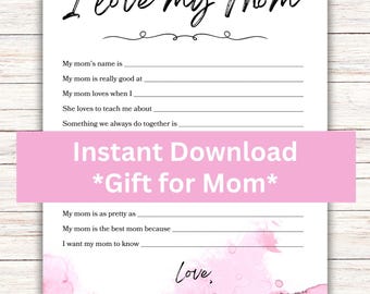 Mother's Day, Birthday Gift, Mother's Day Printable,  Keepsake, Child Interview Mom, Questionnaire, Mom Appreciation, Digital Download