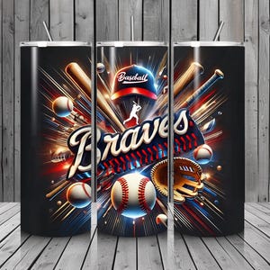 Braves png, sublimeringspapper för 20oz-mugg, baseboll PNG och JPG, braves baseboll png, tumbler, basebolllag, digital fil