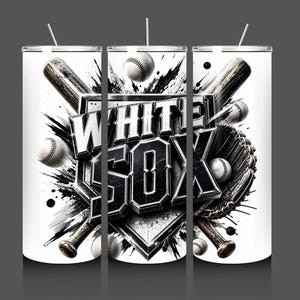 White Sox png, sublimeringspapper för 20oz tumbler, baseboll PNG och JPG, White Sox baseboll, tumbler, basebolllag, digital fil
