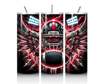 Falcon 20oz Skinny Tumbler Wrap, Sport 20oz Tumbler PNG, Mascot Sublimation Tumbler PNG Descarga digital, Envoltura de sublimación d 20oz