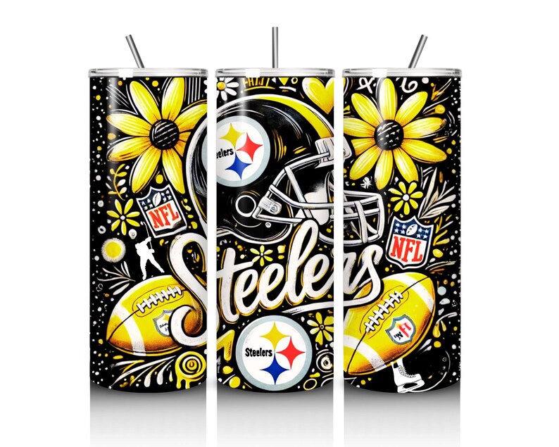Pittsburgh 20 oz Skinny Tumbler Wrap PNG, Mascot Sublimation Tumbler PNG Descarga digital, Descarga instantánea, Sport 20 oz Tumbler PNG imagen 2