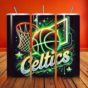 Celtics Tumbler wrap, 20 oz Tumbler Design, Digital Download Only, Sublimation wrap for skinny tumbler, basketball PNG, Celtics