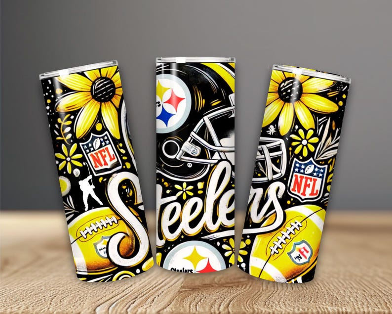 Pittsburgh 20 oz Skinny Tumbler Wrap PNG, Mascot Sublimation Tumbler PNG Descarga digital, Descarga instantánea, Sport 20 oz Tumbler PNG imagen 3
