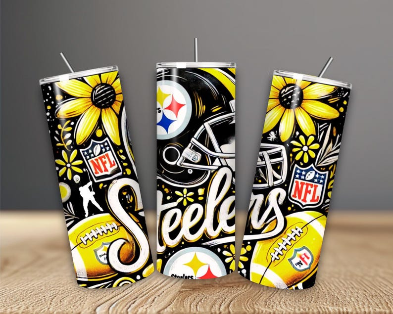 Pittsburgh 20 oz Skinny Tumbler Wrap PNG, Mascot Sublimation Tumbler PNG Descarga digital, Descarga instantánea, Sport 20 oz Tumbler PNG imagen 4
