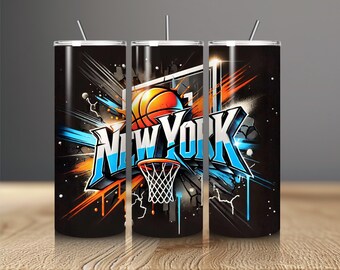 New York Tumbler wrap, 20oz Tumbler Design, Digital Download Only, Sublimation WRAPS, basketball PNG, New York fan