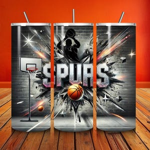 Spurs Tumbler Wrap, 20oz Tumbler Design, Digital Download Only, Sublimation WRAPS, Basketball PNG, SPURS Team.