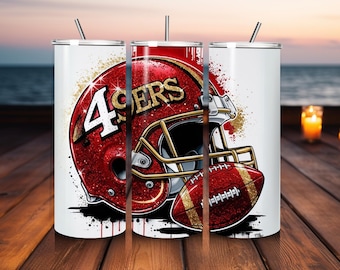 Envoltura de sublimación de 20 oz, archivo DIGITA. San Francisco 20oz Skinny Tumbler Wrap PNG, Vaso deportivo de 20oz PNG, Vaso de fútbol.