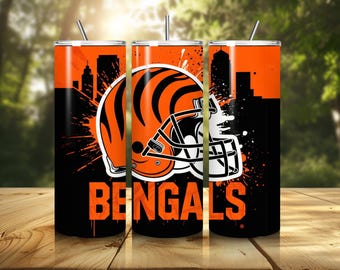 Bengals 20oz Skinny Tumbler Wrap, Sport 20oz Tumbler PNG, Mascot Sublimation Tumbler PNG Digital Download, 20oz Sublimation Wrap