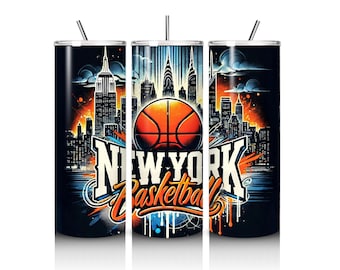 Knicks Tumbler Wrap, 20oz Tumbler Design, Digital Download Only, Sublimation Wraps, Basketball PNG, New York Team, Knicks Fan