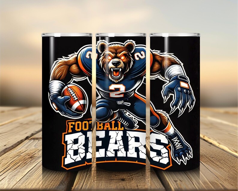 20 Oz Sublimation Wrap, DIGITAL File. BEARS 20oz Skinny Tumbler Wrap ...