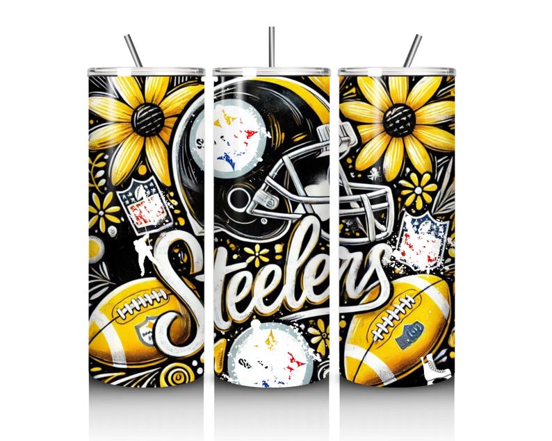 Pittsburgh 20 oz Skinny Tumbler Wrap PNG, Mascot Sublimation Tumbler PNG Descarga digital, Descarga instantánea, Sport 20 oz Tumbler PNG imagen 1