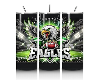 Eagle 20oz Skinny Tumbler Wrap, Sport 20oz Tumbler PNG, Mascot Sublimation Tumbler PNG Descarga digital, Envoltura de sublimación d 20oz