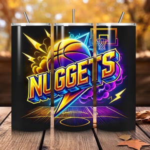 nuggets Tumbler wrap , 20 oz Tumbler Design, Digital Download Only, envoltura de sublimación para vaso delgado, basketball PNG, nuggets