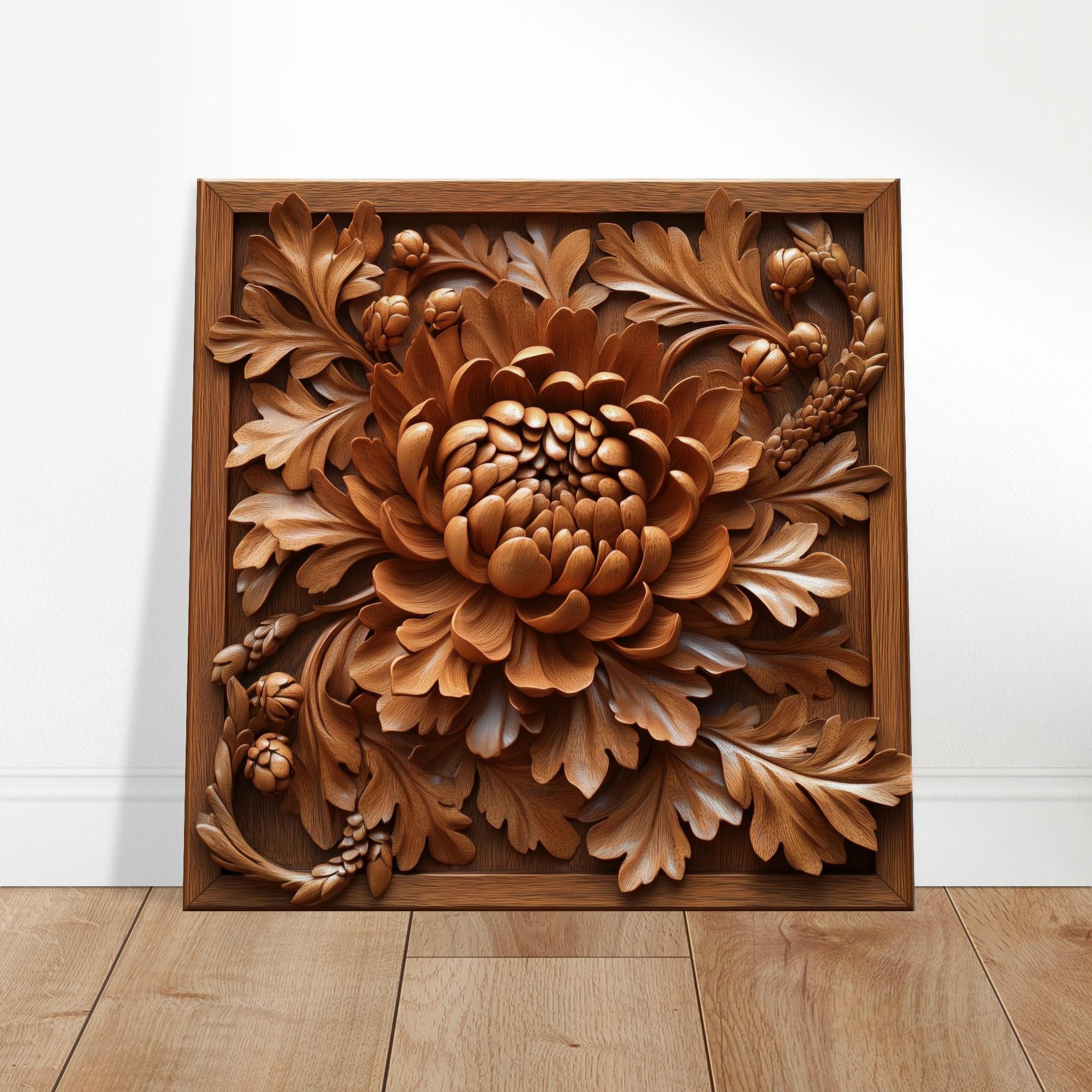 Grand Chrysanthemum, Wood Carving Designs of a Central Bloom