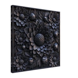 Monochromatic Blooms, Wood Carving Designs of Floral Motifs, Woodcarving Art Print Canvas