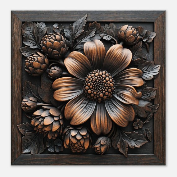 【一点物】オニキス　手彫り　Flower carving　14kgf Dahlia Bouquet, Wood Carving Designs of Garden Flowers