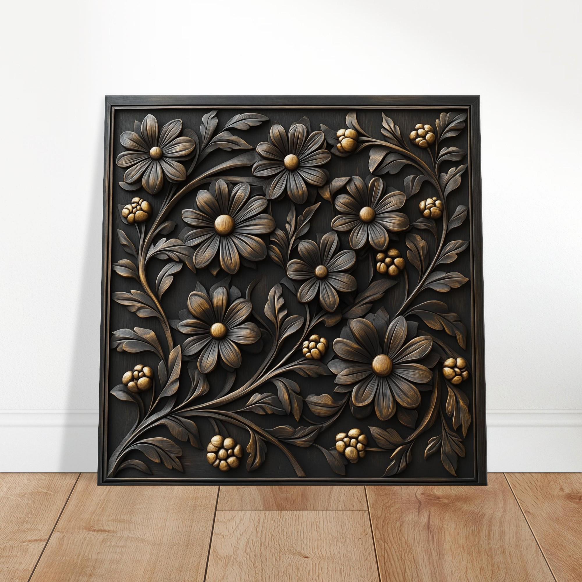 Gilded Floral Vines, Wood Carving Designs of Elegant Flowers