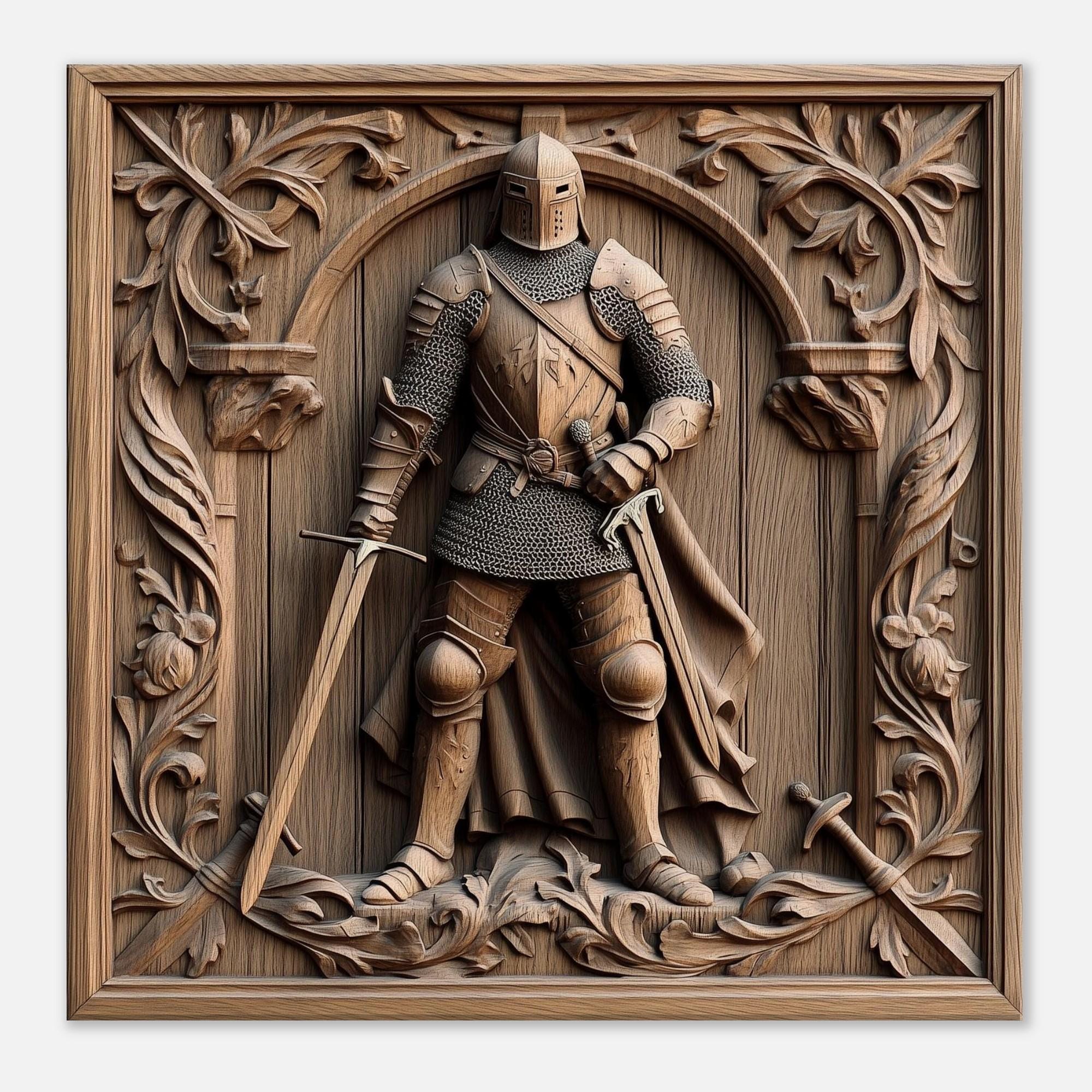 勇敢な騎士のスタンド、中世の鎧の木彫りデザイン、木彫りアートプリントキャンバス - Etsy 日本, image size:2000x2000