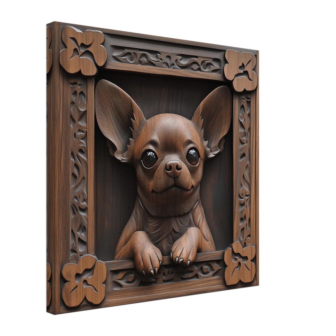 Adorable Chihuahua, Wood Carving Designs of a Petite Dog