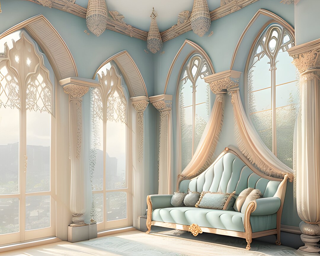 Luminous Interiors Backdrops Blue Gold Oasis Etsy