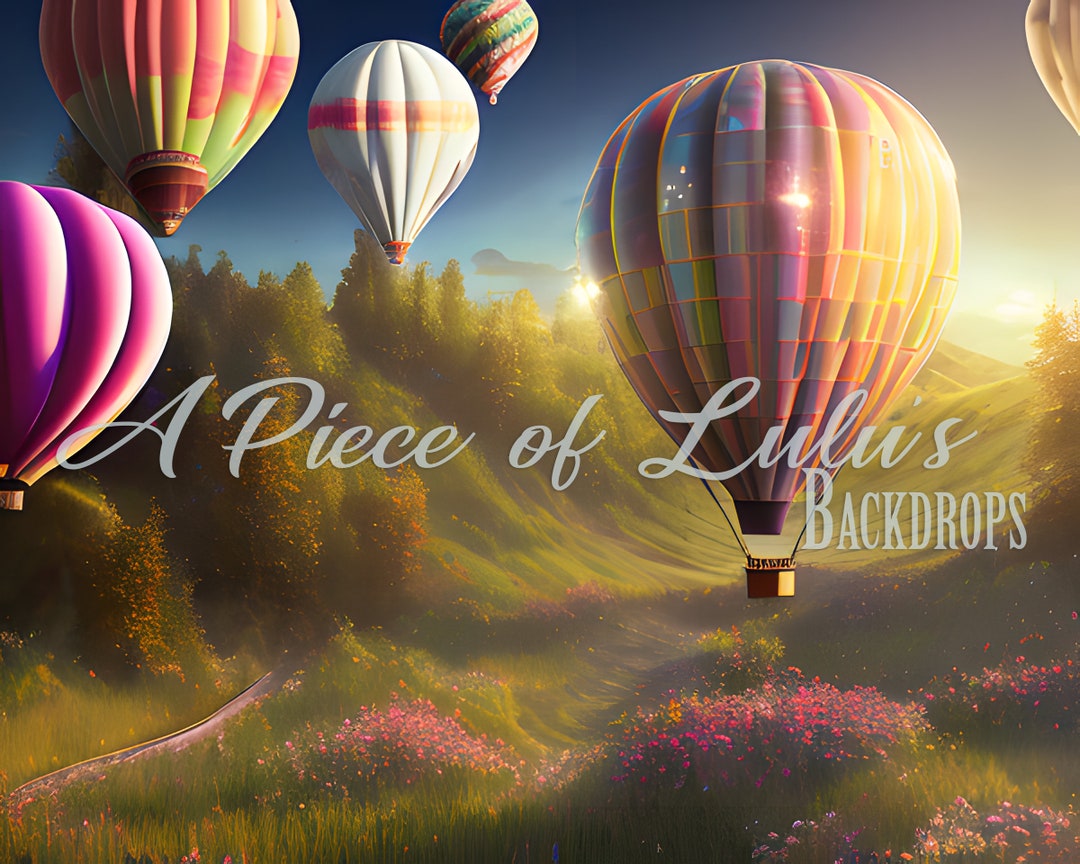 Colorful Expanse Hot Air Balloon Digital Backdrop Etsy