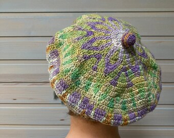 Crocheted Hat Beret -- There Will Be Spring Again