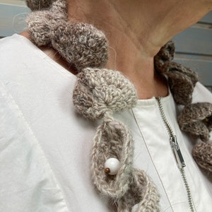 Crocheted Natural Wool Necklace Winter Warmth image 3