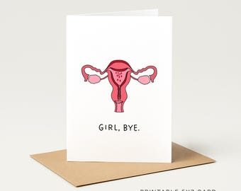 Funny Hysterectomy Card Printable | Menopause & Endometriosis Gift | Get Well Soon Surgery Card