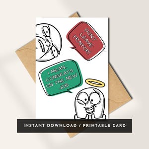 Funny Coworker Leaving Card | Don’t Leave Traitor! Printable New Job Card – Work Bestie Goodbye Gift, Farewell Card, Instant Download