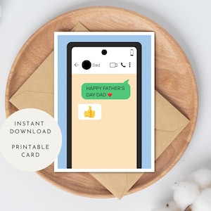 Carte de fête des pères amusante à imprimer - Message texte « Joyeuse fête des pères papa » emoji pouce - Cadeau humoristique en téléchargement numérique instantané pour papa PDF